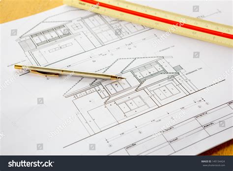 Architecture Drawings Pencil Ruler Stock Photo Edit Now 149134424