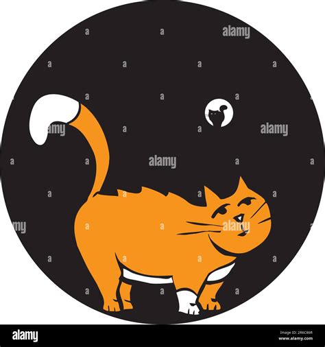 Fat Cat In Pipe With Another Cat At The Far End Stock Vector Image