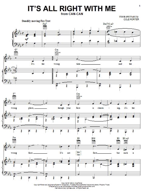 Cole Porter Its All Right With Me Sheet Music Notes Download