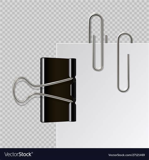 Metal Paper Clips Realistic Black Binder Vector Image