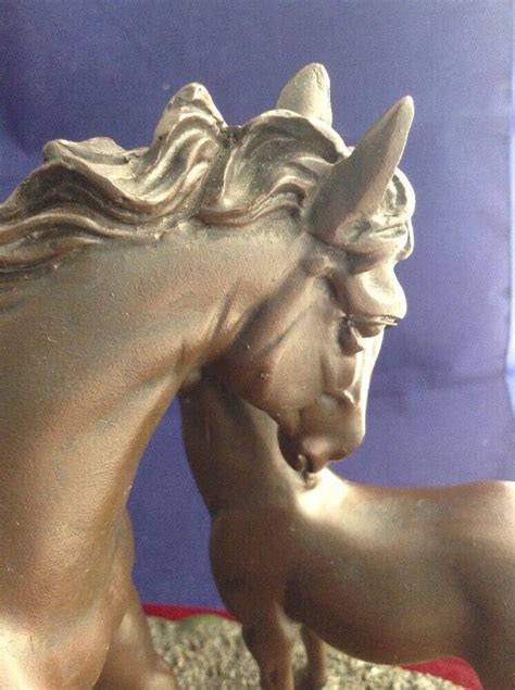 Cold Cast Bronze Standing Mareand Foal Horse Figure Crosa Juliana