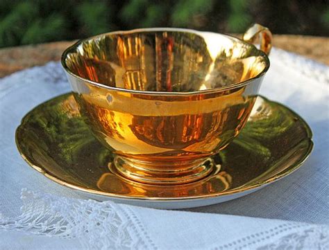 Gilded Porcelain Tea Cup And Saucer Tea Set With 22 Karat Etsy Tea Cups Cup And Saucer