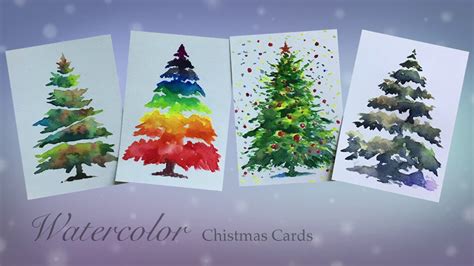 Watercolors Christmas Cards Basic Painting Pine Tree For Beginners