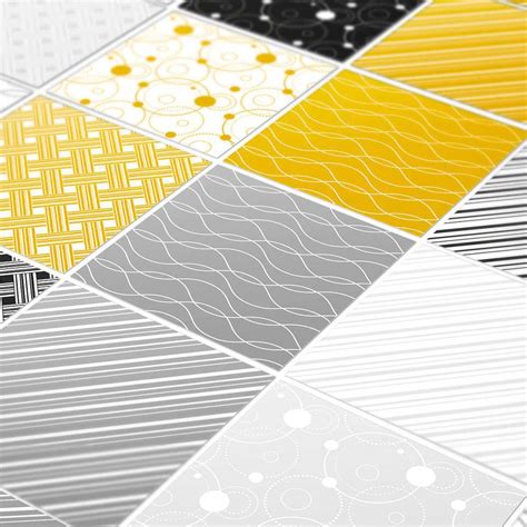 Tiles Stickers Yellow Gray Pack Of 32