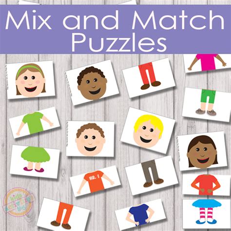 Free Printable Mix And Match Puzzles For Kids Kids Social Media Bio