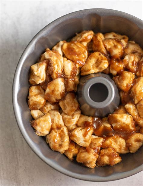 Monkey bread spray a bundt pan with pam cooking spray 2 cans of pillsbury country style biscuits (they come 4 cans to a package, they are blue). Monkey Bread with Canned Biscuits - Food Banjo