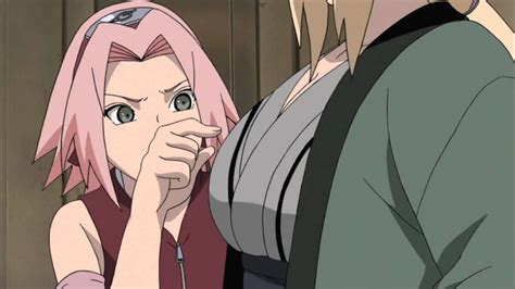 Sakura Pokes Tsunades Breasts Hd Naruto Anime Sasuke Sakura Arte De