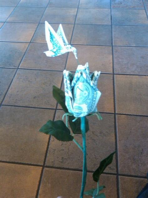 Rose With Hummingbird Money Origami Rose Origami