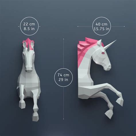 Unicorn Papercraft 3d Papercraft Build Your Own Low Poly 3d Paper