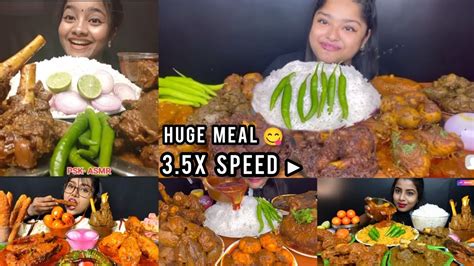 Very Hungry Indian Female Mukbangers Huge Meal 🤤 Speed Eating Tasty