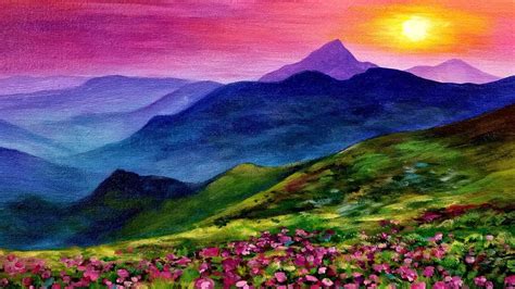 Sunset Landscape Live Acrylic Painting Tutorial Youtube