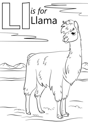 Click for other letters painting. Letter L is for Llama coloring page | Free Printable ...