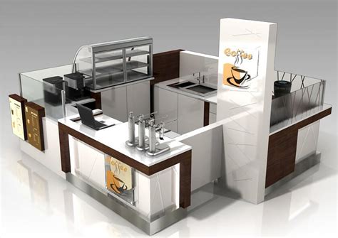 Modern Coffee Kiosk With Bakery Display Showcase For Sale