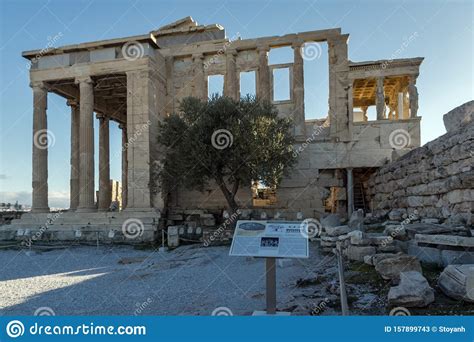 Temple The Erechtheion At Acropolis Of Athens Greece Stock Image
