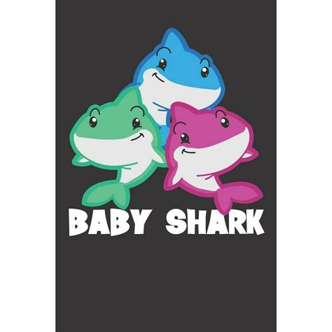 Notebook Dot Grid Dotted 6x9 120 Pages Baby Shark Birthday Party