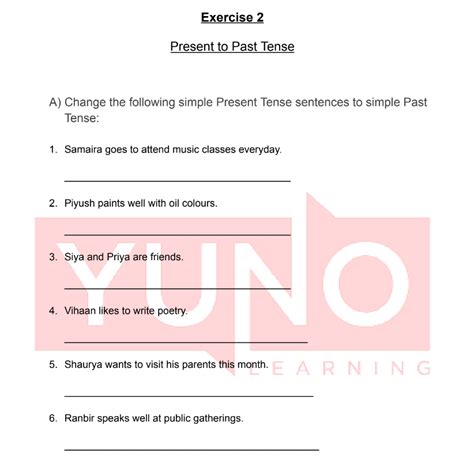 Grammar Exercise Present To Past Tense Yuno Learning