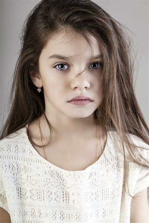 Portrait Of A Charming Brunette Little Girl Stock Image Image Of