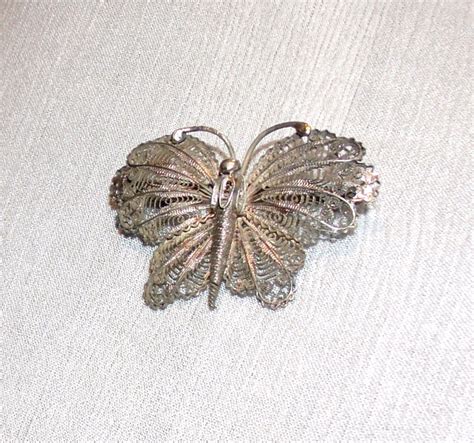 Vintage Sterling Silver 1920s Filigree Butterfly Brooch Pin Etsy