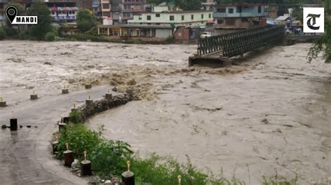 Mandi Heavy Rains Lash Himachal Beas River In Spate Youtube