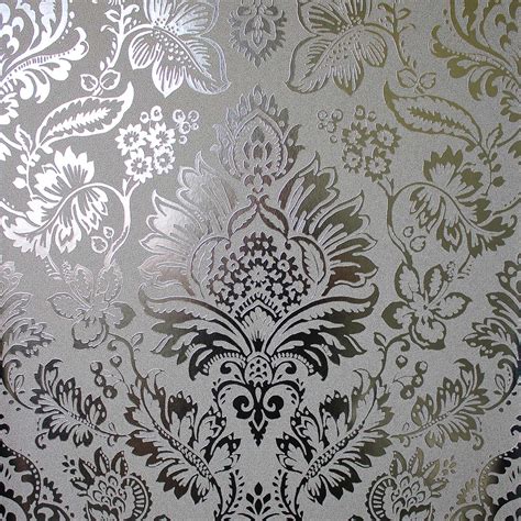 Platinum Damask Silver Foil Vinyl Wallpaper Fd42562 Fd42562