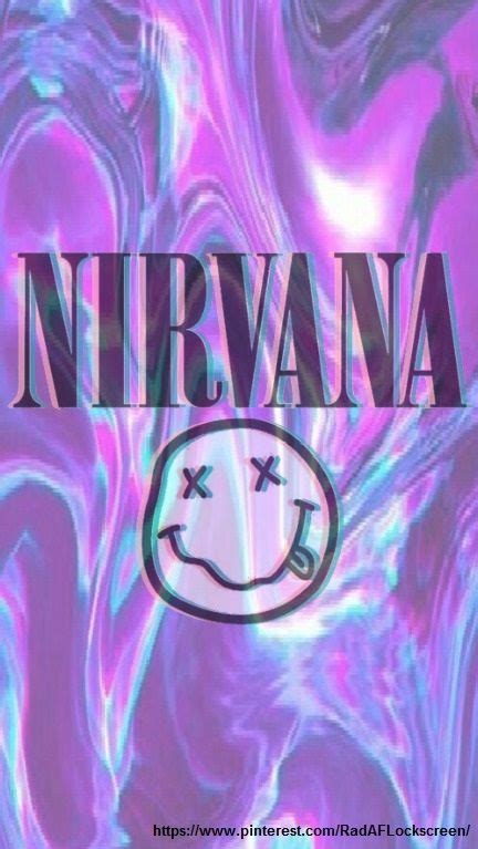 Nirvana Smiley Faded Logo Trippy Purple And Blue Lockscreen