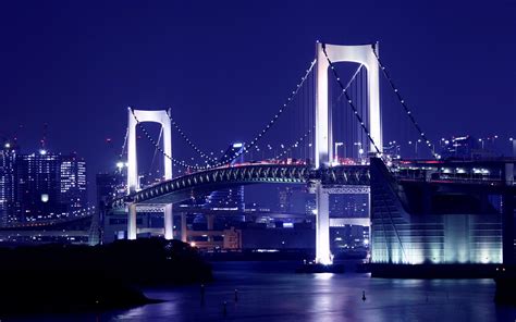 Japan Tokyo Night Bridges Rainbow Bridge Wallpapers