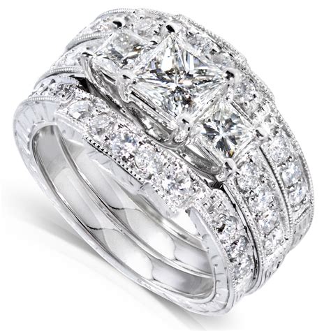 Diamond Me Princess Diamond Wedding Ring Set 1 78 Carats