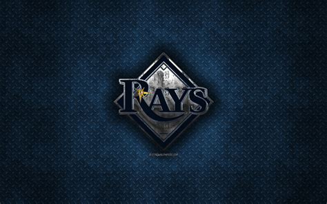 Download Wallpapers Tampa Bay Rays American Baseball Club Blue Metal
