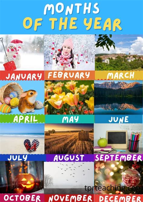 Months Of The Year With Pictures And Worksheet Tpr Teaching