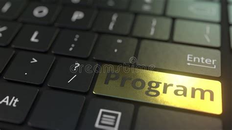 Black Computer Keyboard And Gold Program Key Conceptual 3d Rendering