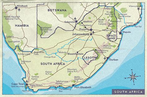 South African Maps With Mountains
