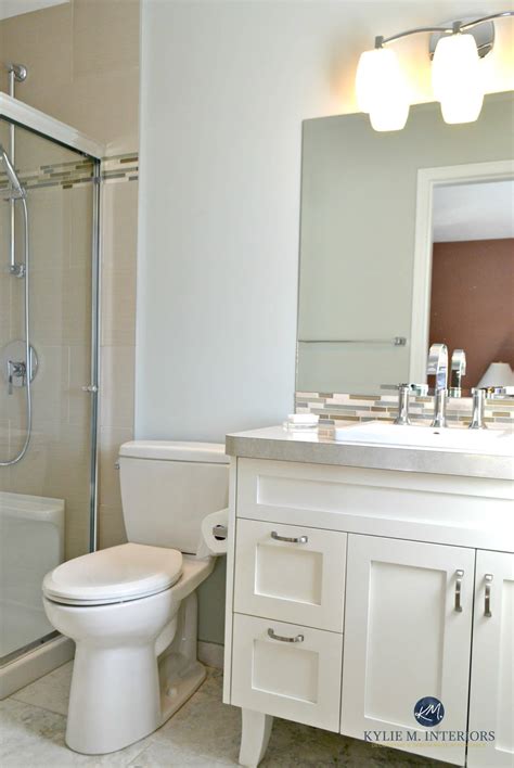 Benjamin Moore Gray Cashmere Helps This Small Bathroom Feel Bigger And