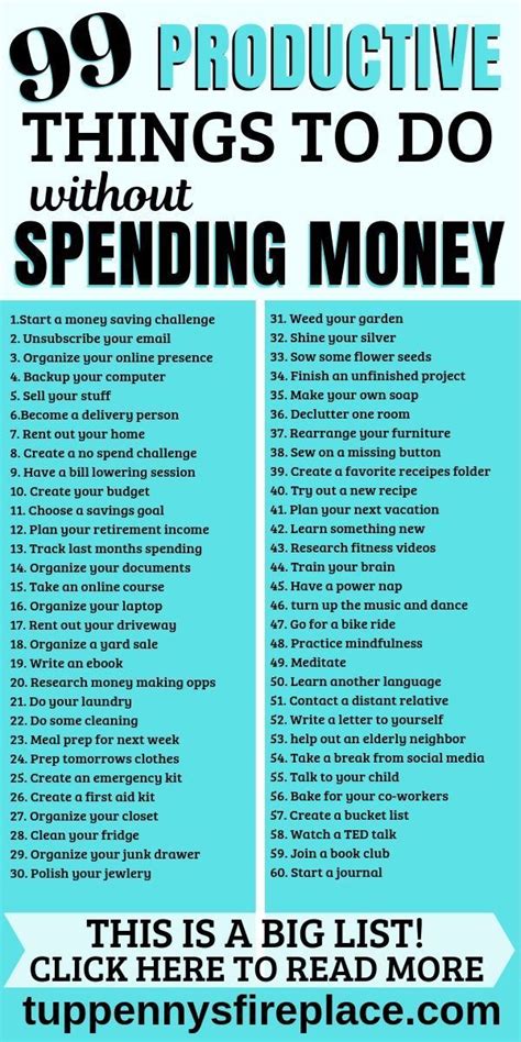 99 Productive Things To Do With No Money And Have Fun Productive Things To Do What To Do
