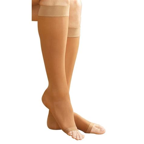 Support Plus Women S Sheer Open Toe Firm Compression Knee High