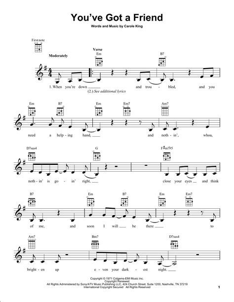 You Ve Got A Friend Ukulele Print Sheet Music Now