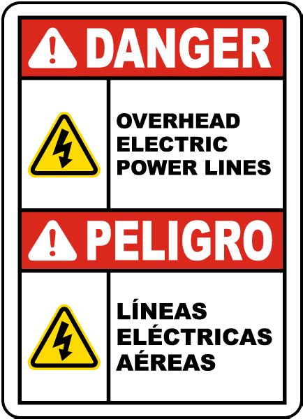 Bilingual Danger Overhead Power Lines Sign E2256bi By