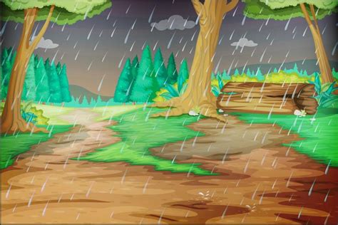 Park Scene On Rainy Day 414740 Download Free Vectors Clipart