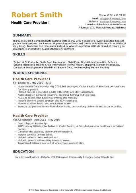 Depending on where the person is employed, the daily job would be to clean the building, remove debris, or keep the areas neat and dirty. Health Care Provider Resume Samples | QwikResume