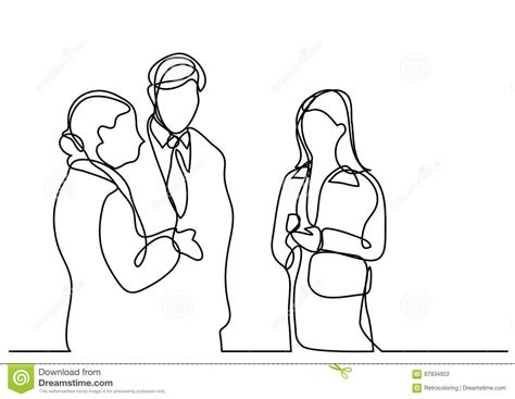 Continuous Line Drawing Of Business People Talking Stock