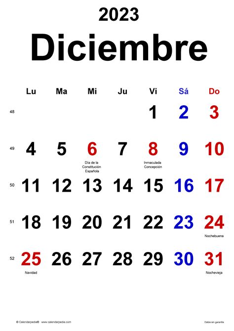 Calendario Diciembre 2023 En Word Excel Y Pdf Calendarpedia