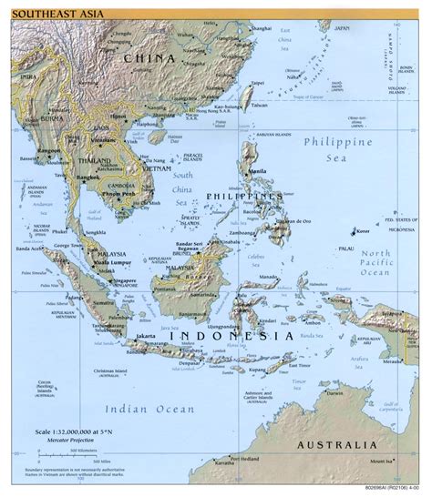 Southeast Asia Physical Map Full Size Ex