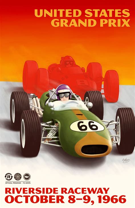 1966 United States Grand Prix Poster Riverside Raceway Vintage