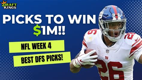 Draftkings Nfl Week 4 Breakdown Best Nfl Picks To Win The 1m To 1st