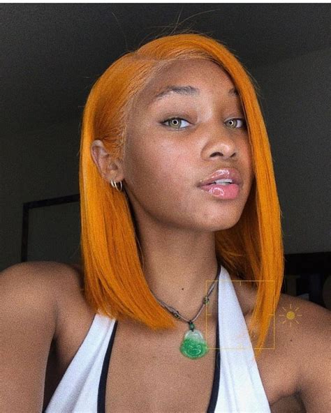 825 Orange Bob Human Hair Wigs For Women Front Wig Side Part Wig