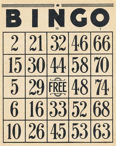 Bingo Card Vintage Printables Bingo Cards Bingo