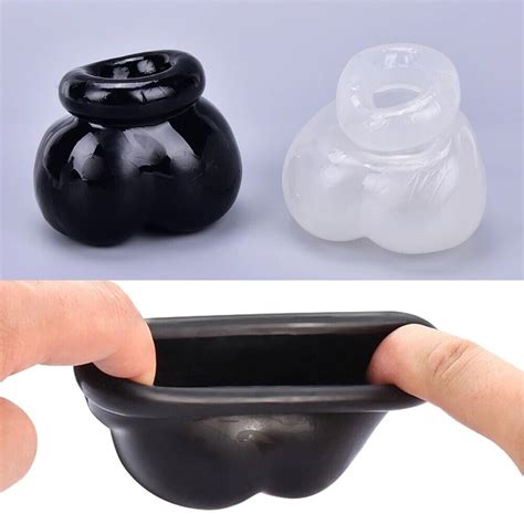 Silicone Penis Bag Ring Ball Stretcher Scrotum Pouch Testicle Squeeze