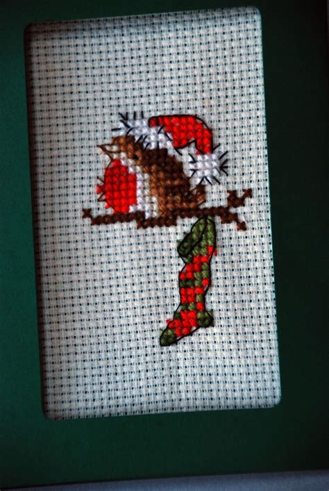 Robin With Stocking Small Cross Stitch Robins Christmas Cross Cross