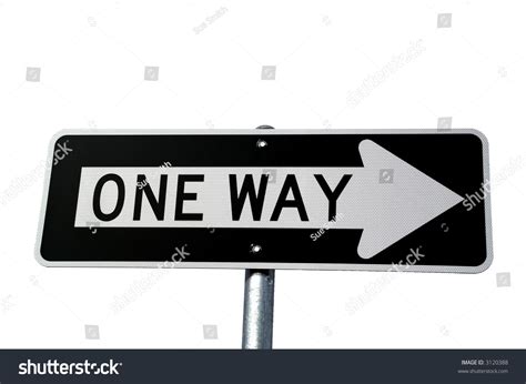 Black And White One Way Sign On White Background Stock Photo 3120388