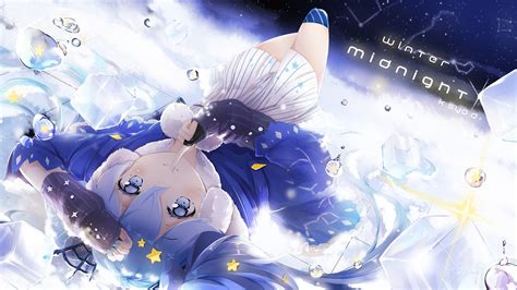 Illustration Long Hair Anime Anime Girls Blue Hair Blue Eyes Snow