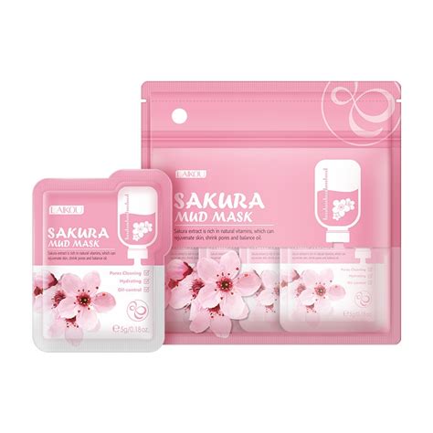 laikou 12pcs lot face mask cherry blossom serum tighten skin shrink pores whitening moisturizing